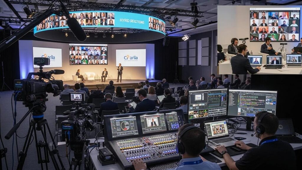 Advanced event technology setup for live streaming hybrid and virtual events