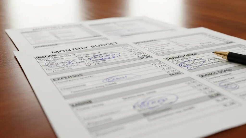 Close up of Budgets on paper laying on the table