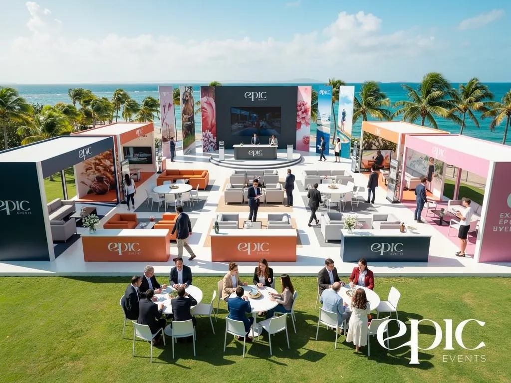 a recent Experience Epic Events installation featuring brand activations and conference seating